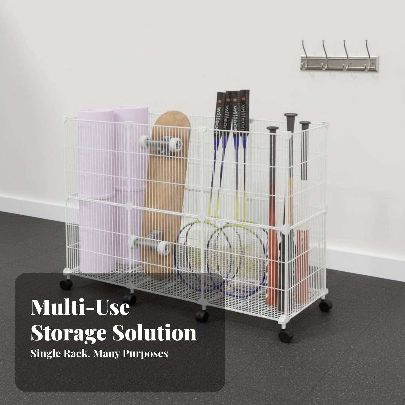 Sports Equipment Organizer Rack - Troli Penyimpanan Peralatan Olahraga, Rak Organizer