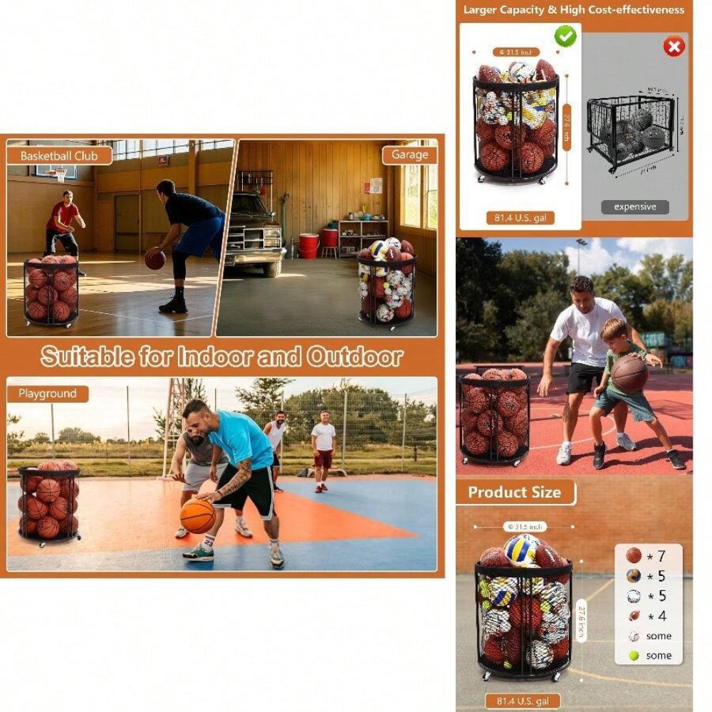 Troli Penyimpanan Bola Tahan B - Sports Equipment Organizer Rack ulasan dan harga